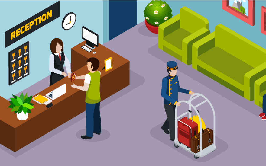 What are the functions of each department in a hotel?